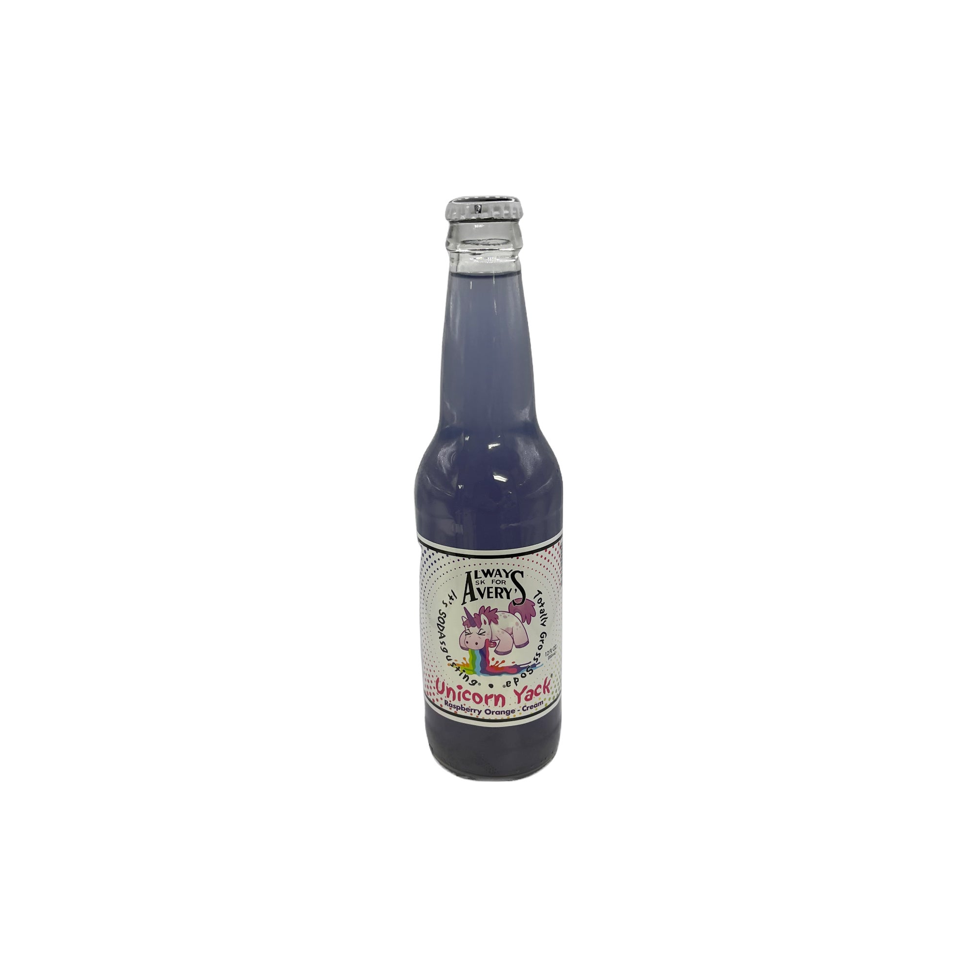 Avery's Totally Gross Unicorn Yak Orange Raspberry Soda 12 oz